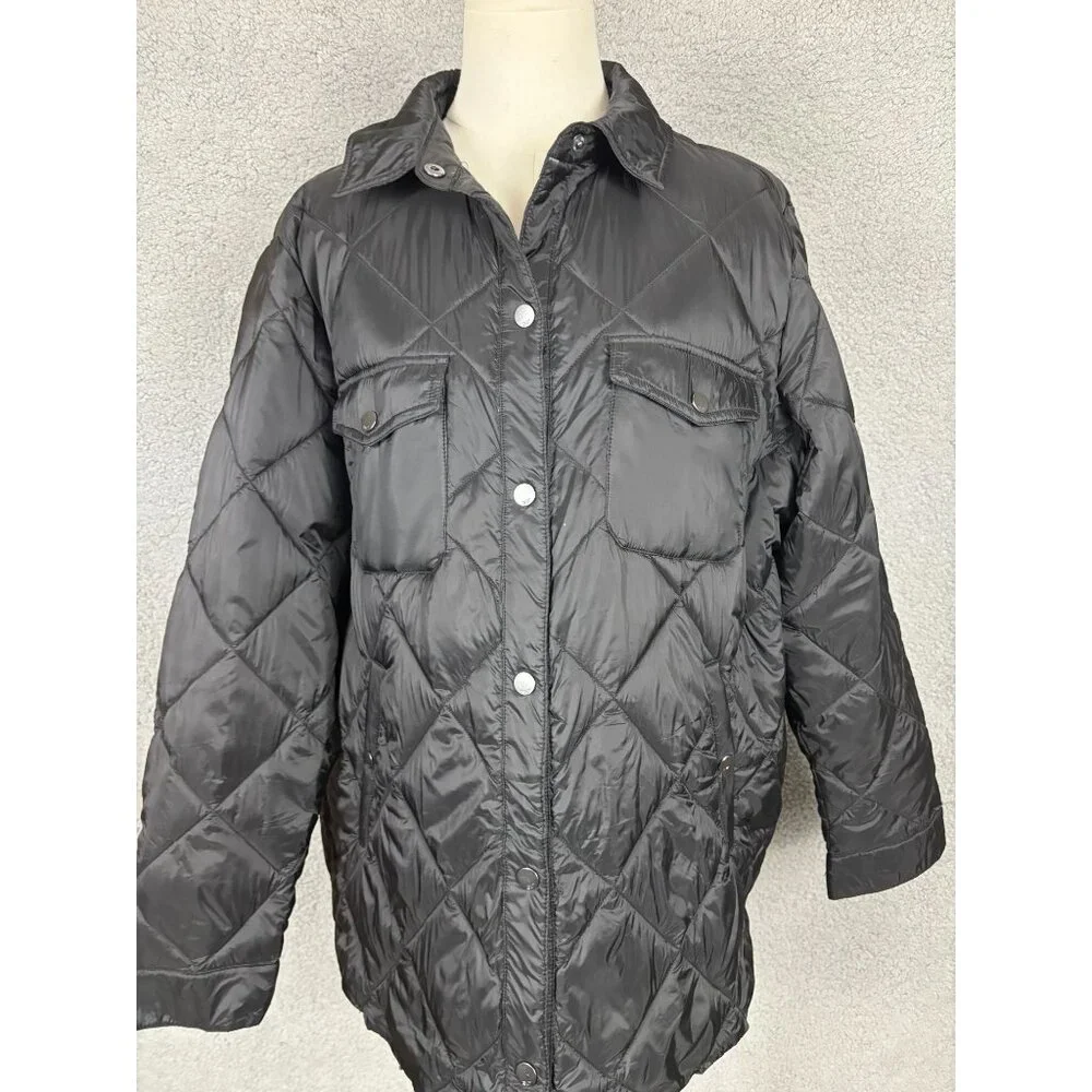 32 Degrees Heat Recycled Poly Cloudfill Packable Shirt Jacket Size XL Black NWTs - Picture 2 of 8